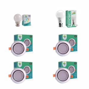 6-Pack Combo: 1x 9W Light Bulb, 1x 0.5W Night Bulb, 4x 9W Down Lights